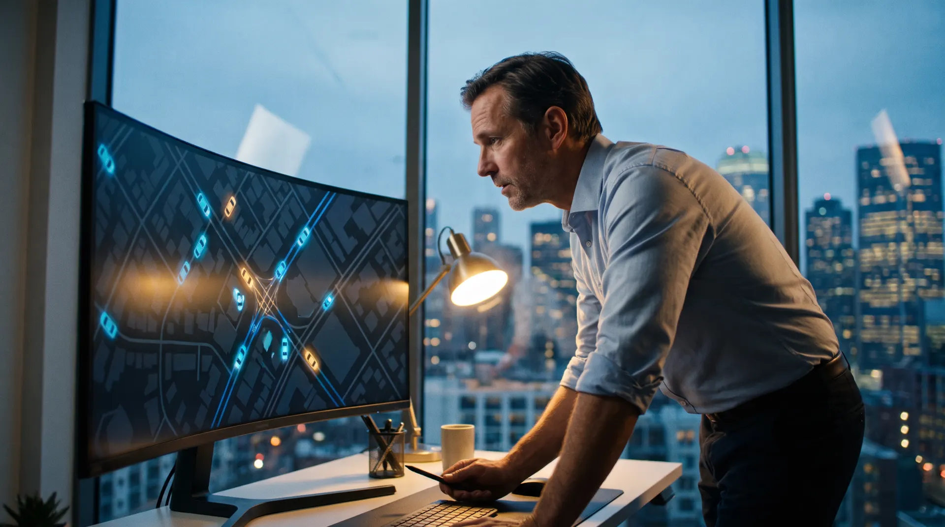 Fleet manager watching vehicles on a live map