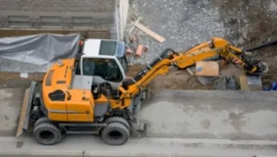 Excavator on a work site